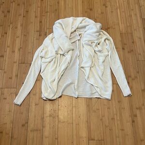 Women's White Drape Cardigan Sweater